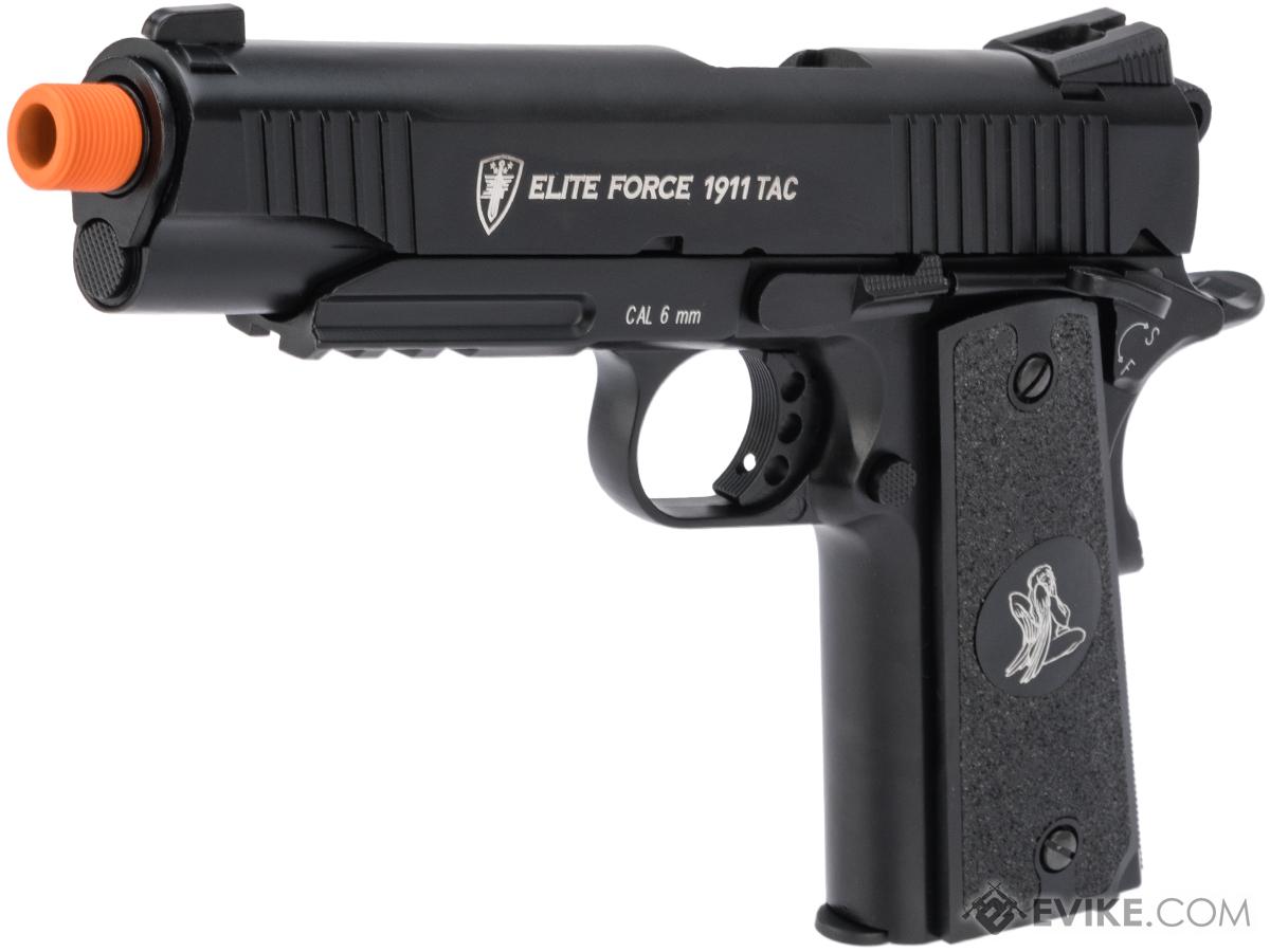 Custom Elite Force Gen 3 1911 Tactical CO2 Airsoft Gas Blowback Pistol w/ CNC Angel Custom Tac Glove Grips (Color: Black / Angels & Demons)