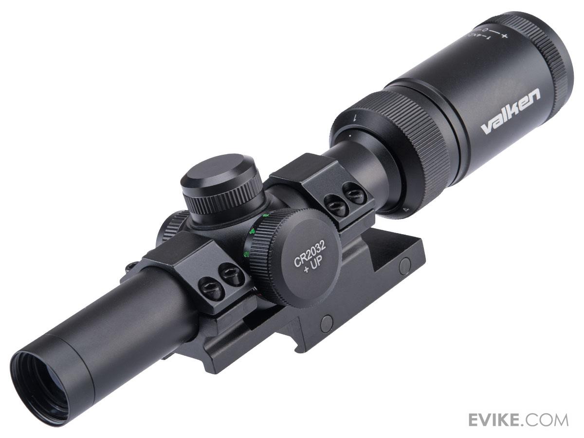 Valken 1-4x20 Mil-Dot Dual Illuminated Rifle Scope w/ Mount