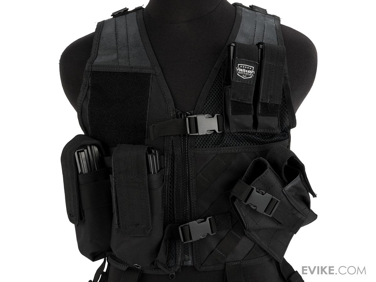 Youth Size CrossDraw Tactical Vest by Valken (Color Black), Tactical