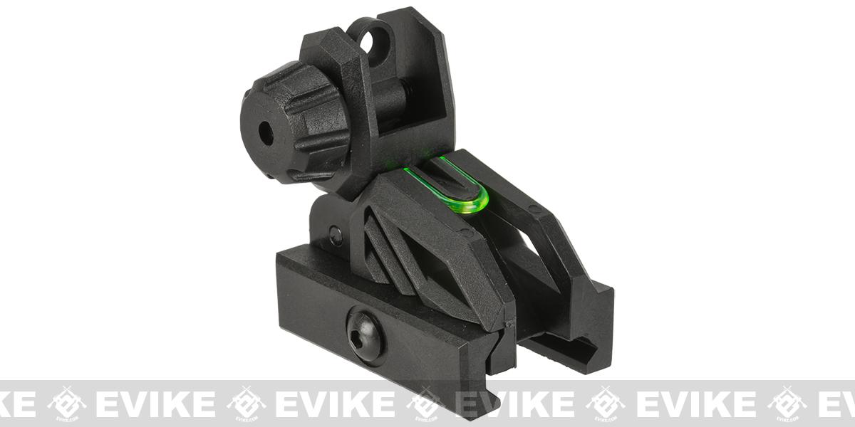 Valken Airsoft Polymer Flipup Rear BackUp Sight with Fiber Optic