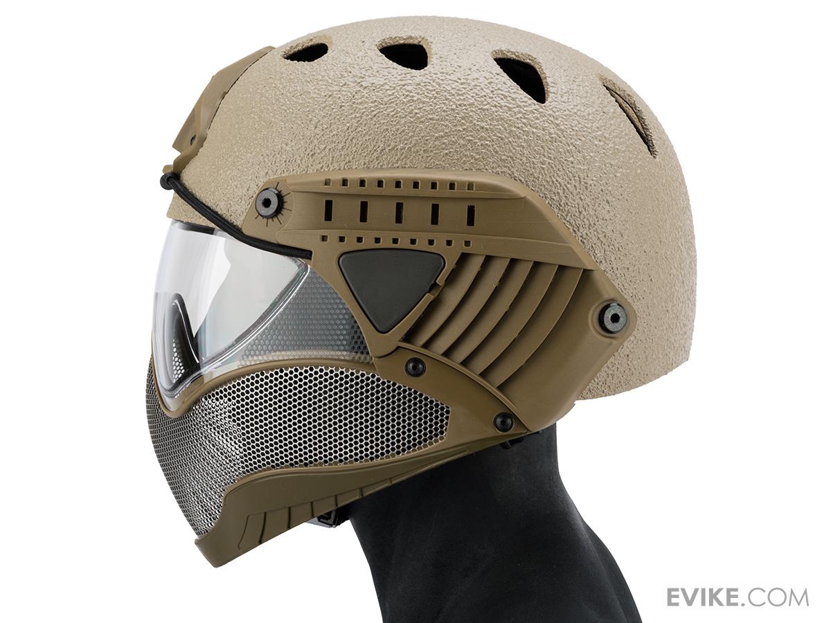 WARQ Full Face Protection "Raptor" Helmet System (Color Tan / Clear
