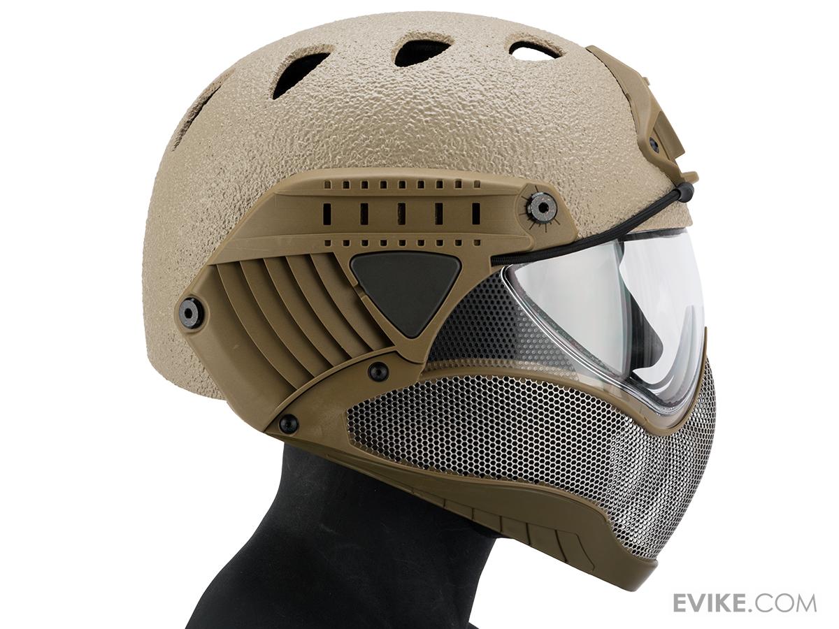 WARQ Full Face Protection "Raptor" Helmet System (Color Tan / Clear
