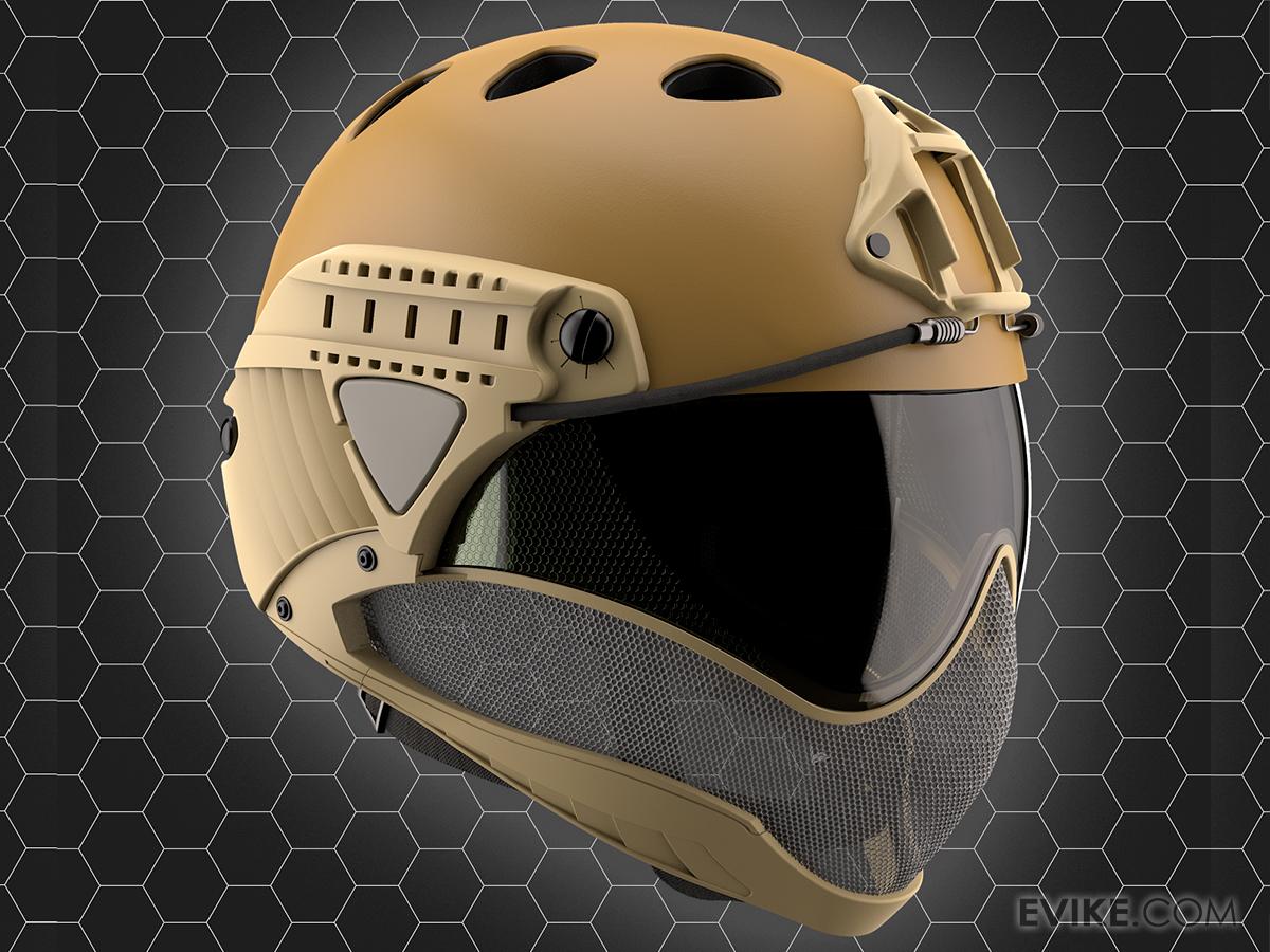 WARQ Full Face Protection Helmet System (Color: Tan / Clear Lens)