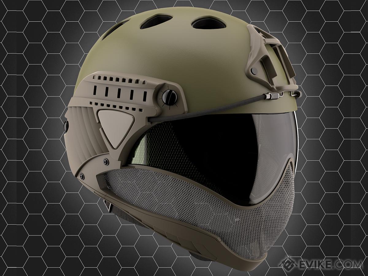 WARQ Full Face Protection Helmet System (Color: OD Green / Clear Lens)