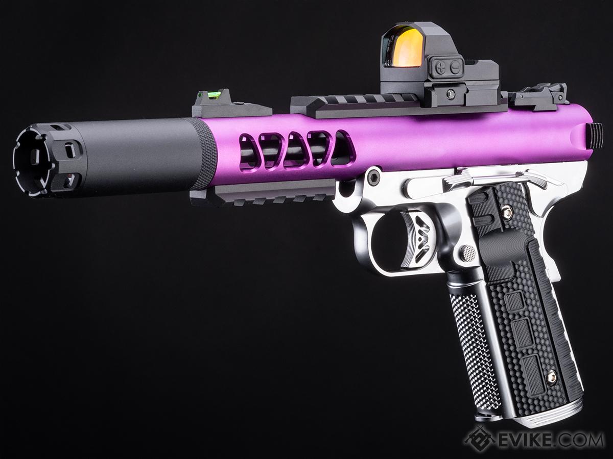 WE-Tech Galaxy 1911 Gas Blowback Airsoft Pistol (Color: Purple Slide / Silver Frame / Type B Slide / Tracer Package)