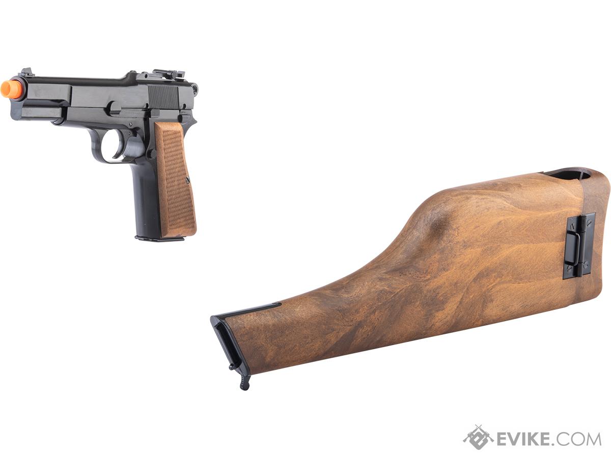 WE Tech New Version HiPower Gas Blowback Airsoft Pistol w/ Wood Stock