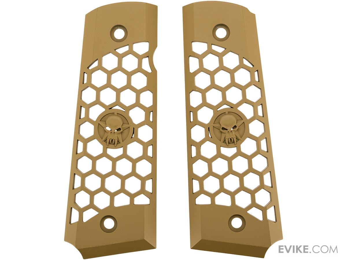 WETech 1911 Hex Cut Pistol Grip Panels (Color Tan), Accessories