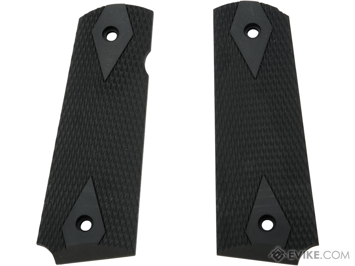 WE-Tech OEM Replacement Diamond Checkered Grip for 1911 Series Airsoft GBB Pistols (Color: Black)