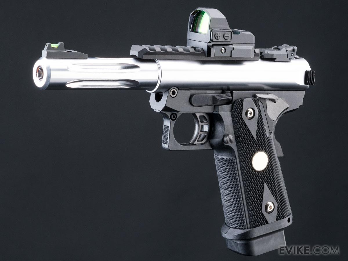 WE-Tech Galaxy Hi-CAPA Gas Blowback Airsoft Pistol (Color: Silver / Checkered Frame / Premium Short Barrel)