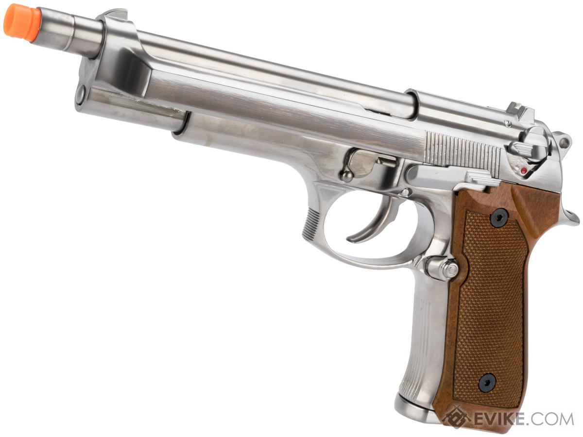 WE-Tech High Power Elite M9 PTP Airsoft GBB Pistol - Chrome / Wood