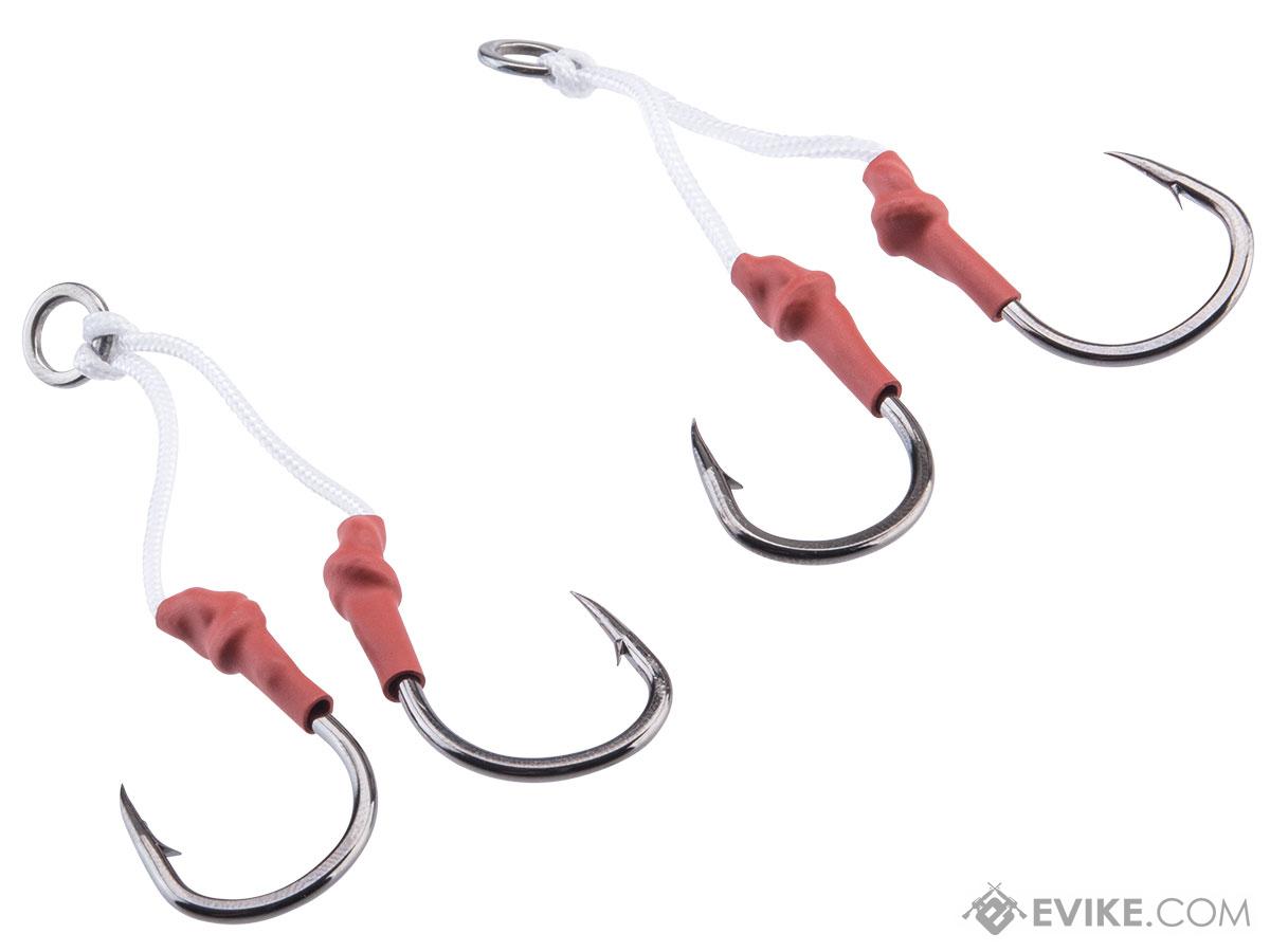 Battle Angler Double Stinger Jigging Hook Set (Color: Red Nickle