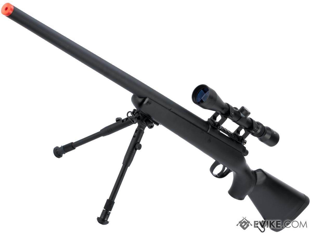 Matrix VSR-10 MB03 Bolt Action Airsoft Sniper Rifle by WELL (Color: Black / Add Bipod)