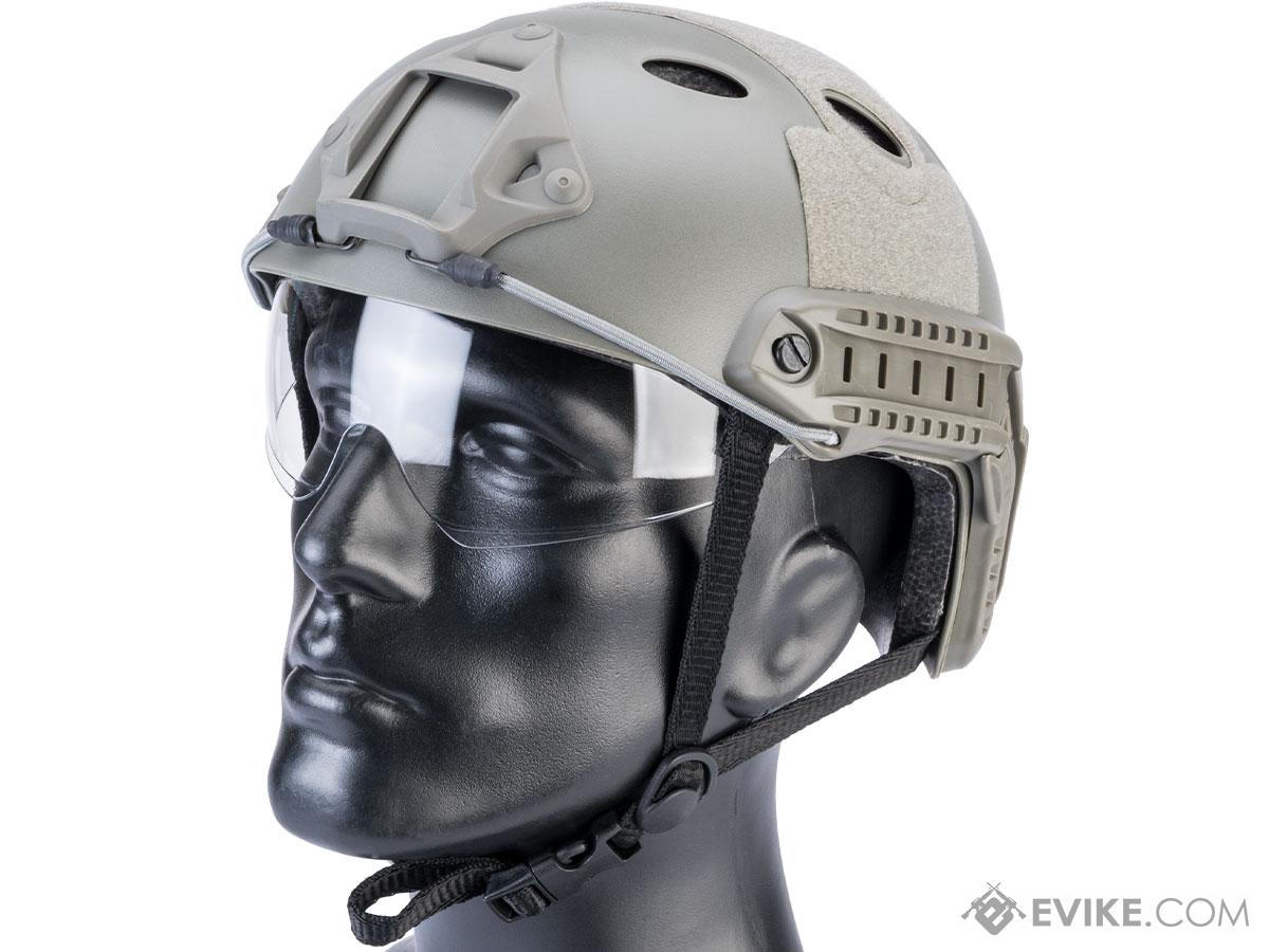 Matrix Basic PJ Type Tactical Airsoft Bump Helmet w/ Flip-down Visor (Color: Foliage Green)