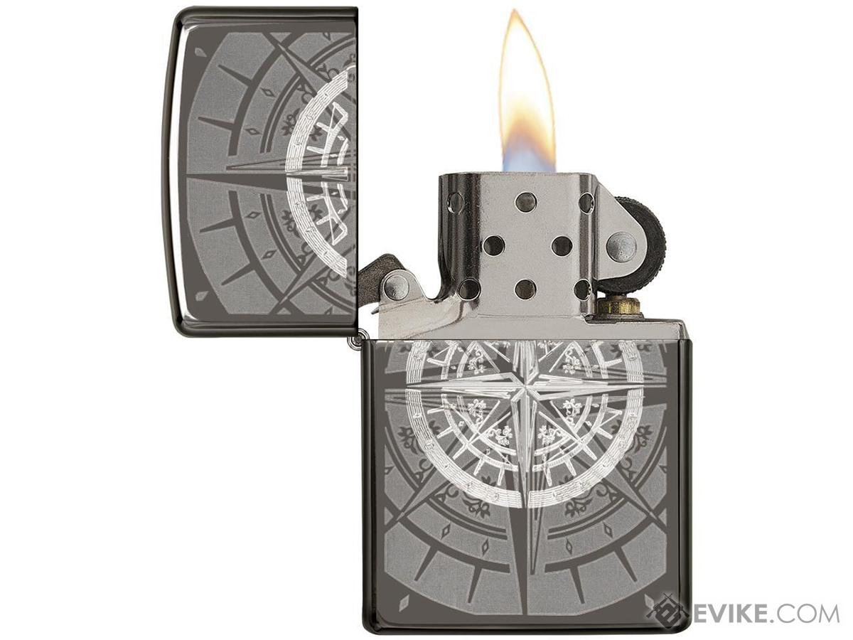 Zippo Classic Lighter Graphics Series (Model Black Ice Compass), Tactical Gear/Apparel, Outdoor