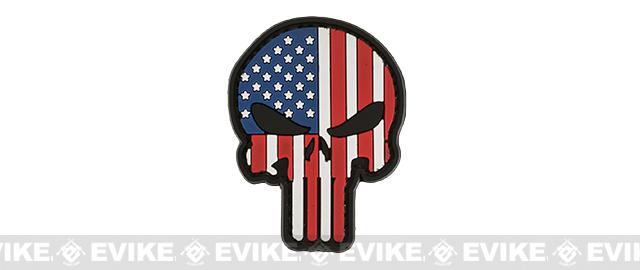 Stars & Stripes Skull PVC Morale Hook and Loop Patch