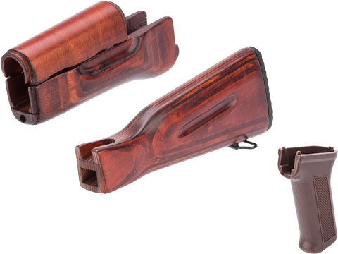 LCT Airsoft Wooden Stock and Grip Set for LCK74 Series Airsoft Rifles