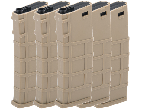 Lonex 200rd Mid-Cap Polymer Magazine for M4 M16 AEG Rifles (Color: Tan / Pack of 5)