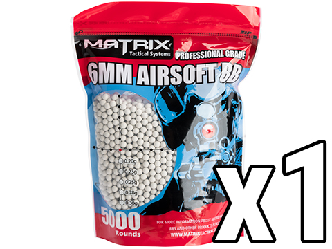Matrix Match Grade 6mm Airsoft BBs (Color: .23g / 5000 Rounds / White)
