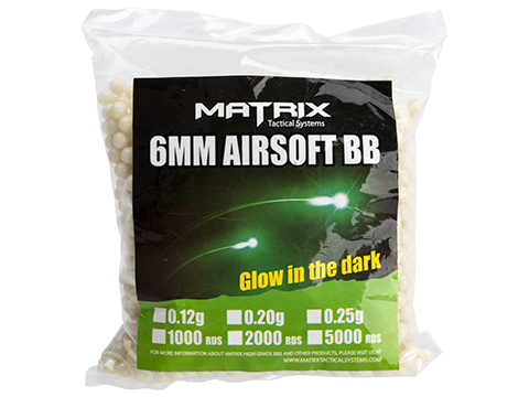Matrix Match Grade 6mm Glow-in-the-Dark Airsoft Tracer BB (Model: 0.20g Green 2000rds)