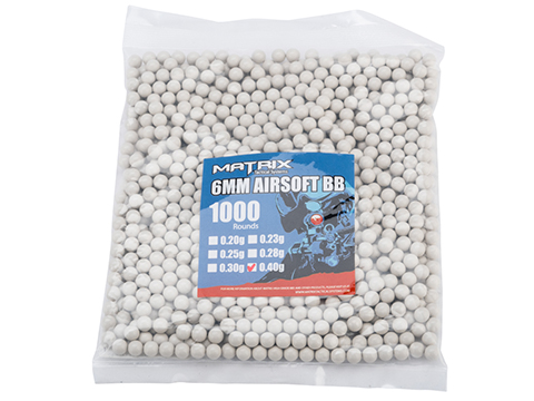 0.40g Sniper MAX Grade 6mm Airsoft BB by Matrix (Color: White / 1,000 Rounds)