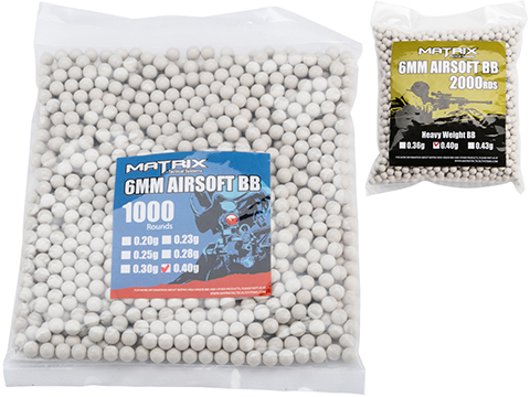 0.40g Sniper MAX Grade 6mm Airsoft BB by Matrix (Color: White / 1,000 Rounds)