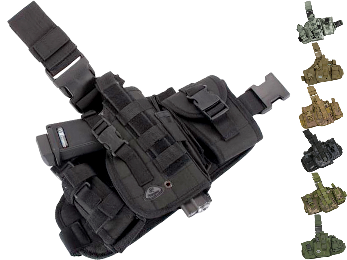 Matrix Drop Leg MOLLE Platform w/ Holster and Pouch Set (Color: Black)