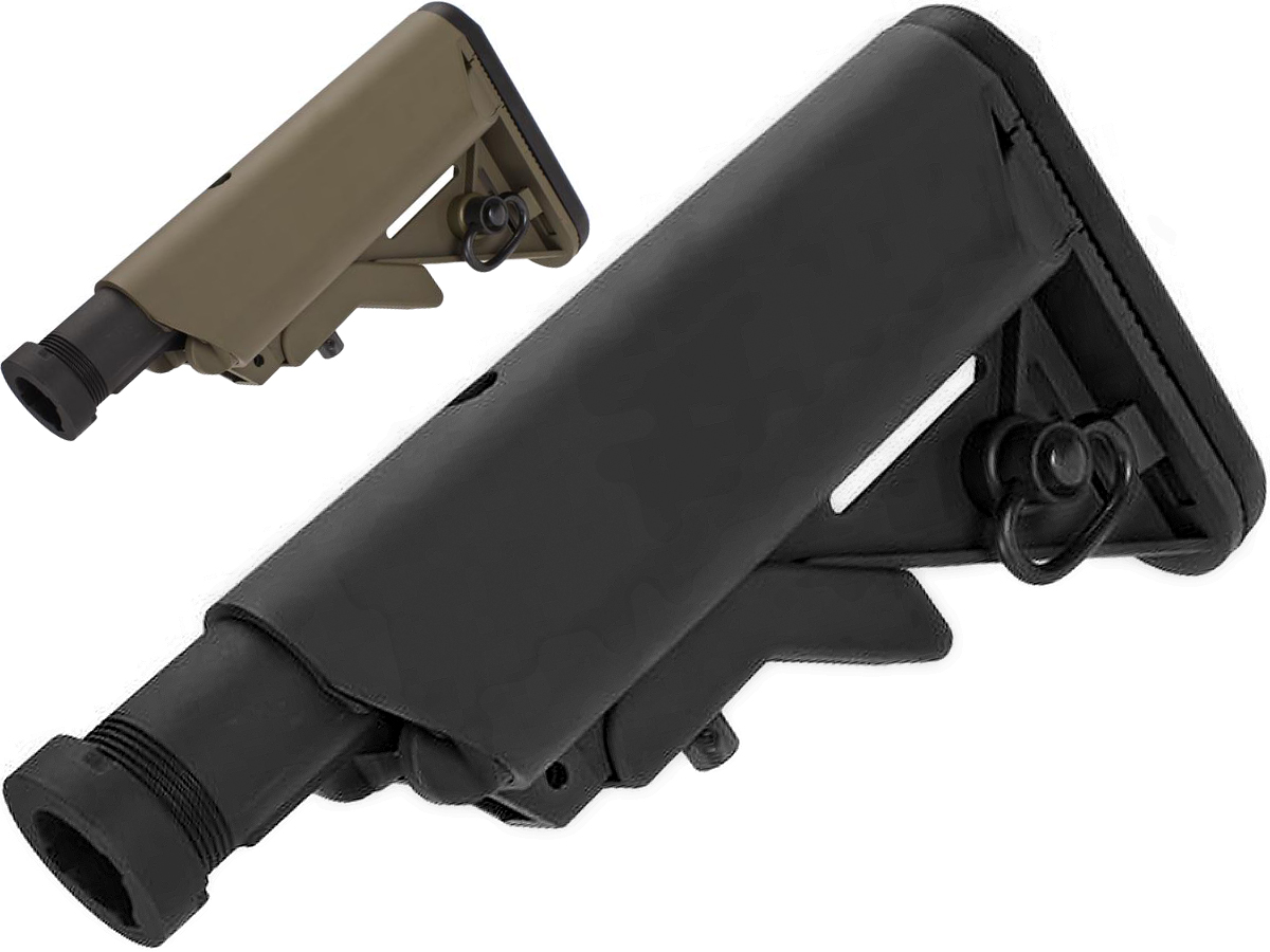 Matrix 6-Pos. Crane Stock w/ Engraved Numbered Metal Buffer Tube for M4 Series Airsoft AEG (Color: Dark Earth)