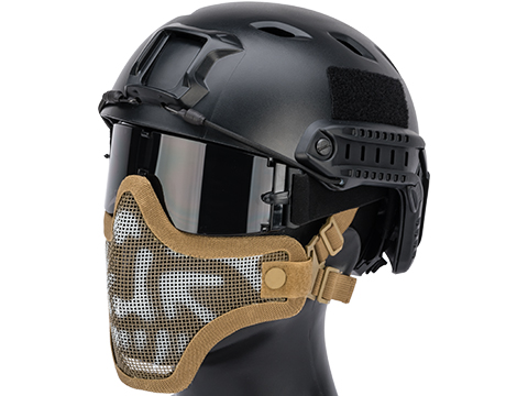 Matrix Iron Face Carbon Steel Mesh Striker V1 Lower Half Mask (Color: Tan / Skull)