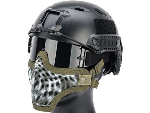 Matrix Iron Face Carbon Steel Mesh Striker V1 Lower Half Mask (Color: OD Green / Skull)