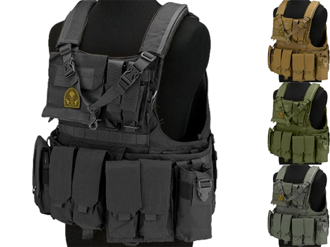 Matrix Assault Plate Carrier Vest w/ Cummerbund & Pouches (Color: Black)