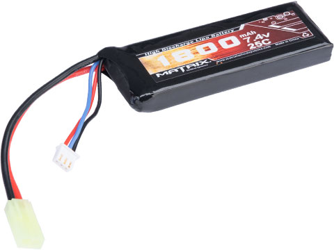 Matrix High Performance 7.4V Brick Type Airsoft LiPo Battery (Configuration: 1800mAh / 25C / Small Tamiya)