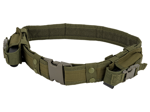 Matrix Ballistic Nylon Tactical Pistol Belt (Color: OD Green w/ Mag Pouches)