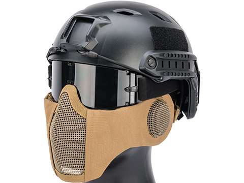 Matrix Carbon Striker Mesh Mask w/ Integrated Mesh Ear Protection (Color: Tan)