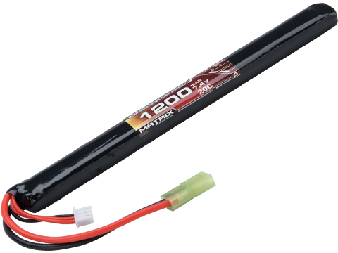 Matrix High Performance 7.4V Stick Type Airsoft LiPo Battery (Model: 1200mAh / 20C / Long / Small Tamiya & Short Wire)