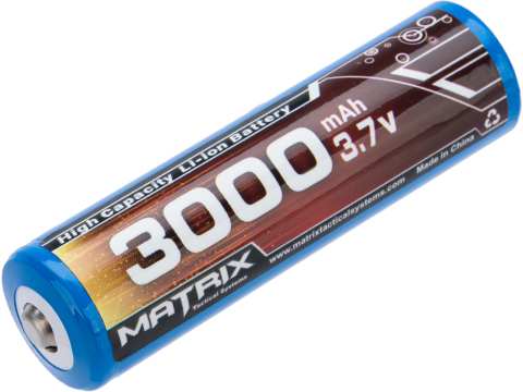 Matrix 3.7V 18650 Rechargeable Battery for Tactical Flashlights (Type: 3000mAh / No PCM / High Contact)