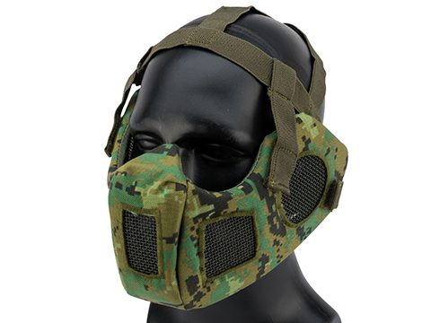Matrix V5 Conquerors Mask Half Face Mask w/ Ear Protection and Ventilation (Color: Digital Woodland)