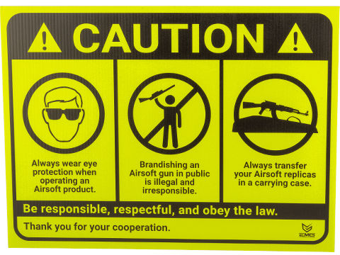 Airsoft 18 x 24 Neon Plastic Field Sign by EMG (Type: Caution)