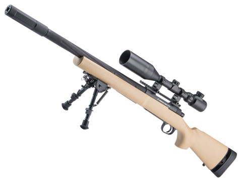 Modify MOD24X G-Spec Bolt Action Airsoft Sniper Rifle (Color: Tan / Suppressor Package)