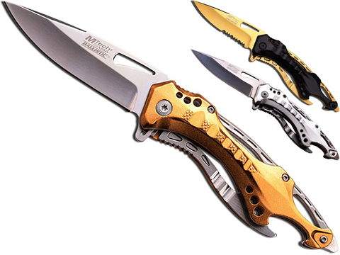 M-Tech 4.5 Assisted Opening Knife (Type: Gold Handle / Silver Blade)