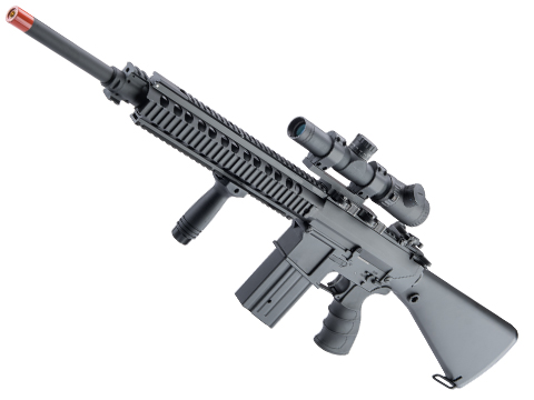 Matrix Full Size SR25 Precision Rifle Airsoft AEG (Model: Polymer Receiver / No Suppressor / Black)