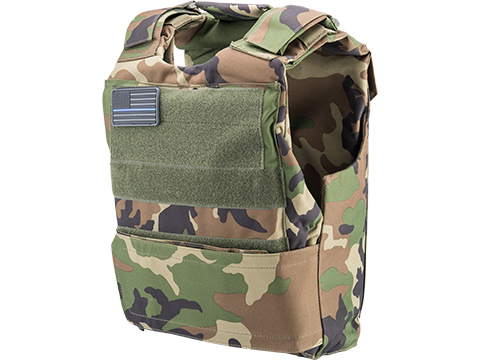 Matrix Heavy Duty Slick Body Armor Vest w/ Loop Patch Panel (Color: M81 Woodland)