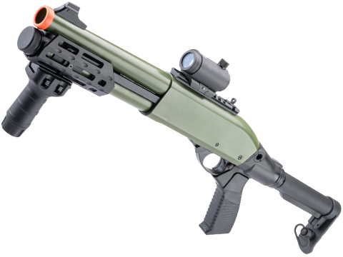 Matrix 3/6rd Burst-Shot Full Metal M870 Airsoft Gas Powered Shotgun by Golden Eagle (Model: S-III / Olive Drab)