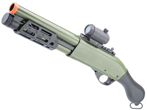 Matrix 3/6rd Burst-Shot Full Metal M870 Airsoft Gas Powered Shotgun by Golden Eagle (Model: S-II / Olive Drab)