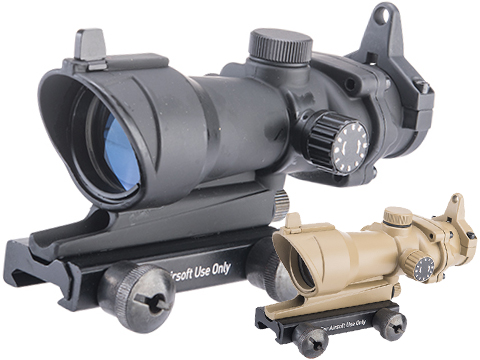 Element 4x32 Magnified Scope w/ Illuminated Reticle & Iron Sight for Airsoft Rifles (Color: Black)