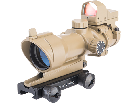 Element 4x32 Magnified Scope w/ Illuminated Reticle & Red Dot Reflex Sight for Airsoft Rifles (Color: Dark Earth)