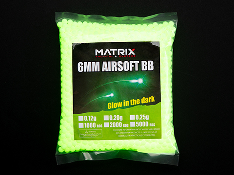 Matrix Match Grade 6mm Glow-in-the-Dark Airsoft Tracer BB (Model: 0.20g Green / 1000rds)