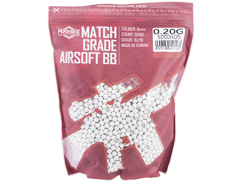 Matrix Match Grade 6mm Airsoft BBs (Color: .20g / 5000 Rounds / White)