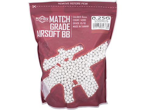 Matrix Match Grade 6mm Airsoft BBs (Color: .25g / 5000 Rounds / White)