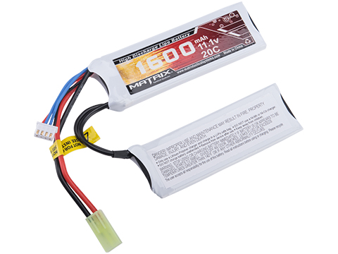 Matrix 11.1V 20C 1600mAh High Performance Airsoft Li-Poly Battery Pack (Nun-Chuck)