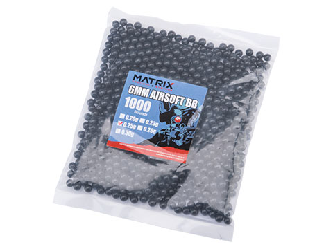 Matrix Match Grade 6mm Airsoft BBs (Color: .25g / 1000 Rounds / Black)